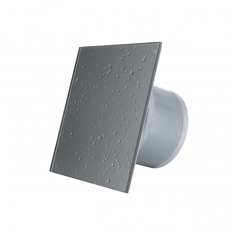 Designer silent fan MMP 100, 100 m³ / h, glass, dark gray with drops